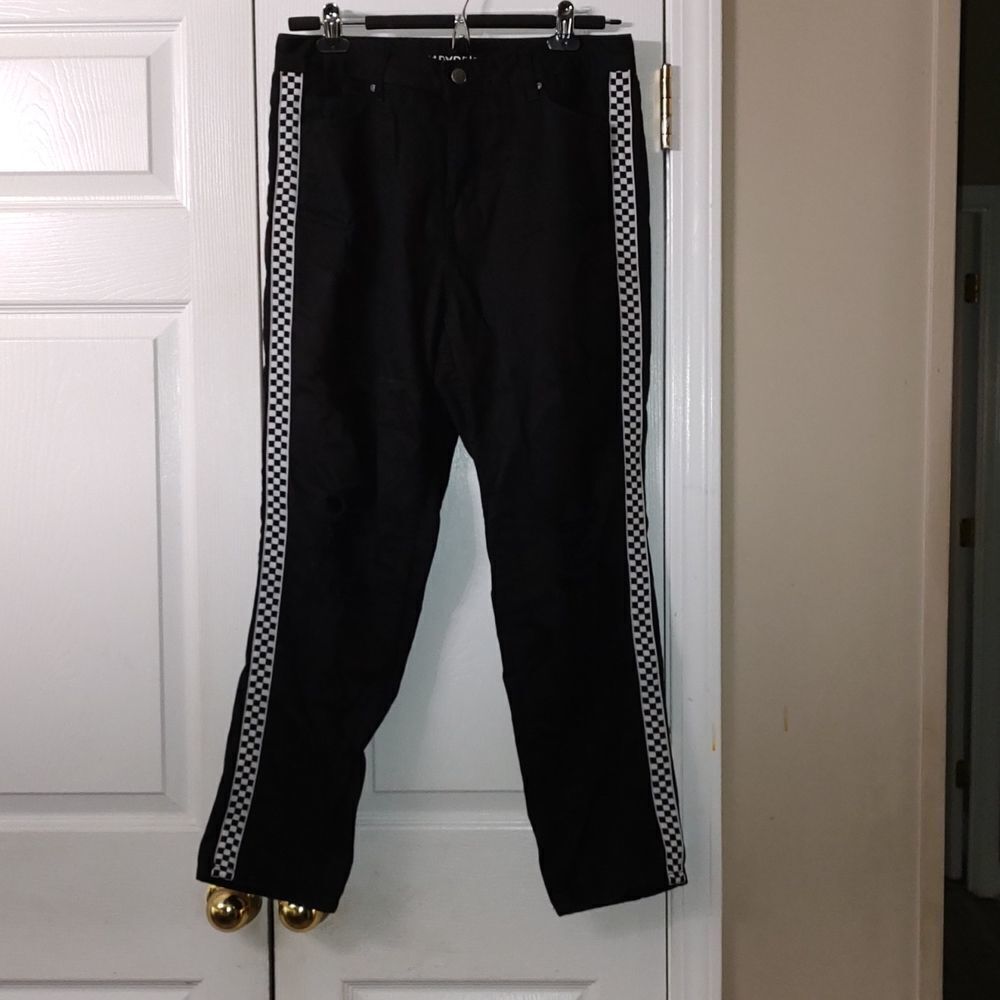 Empyre Eileen Checkerboard Stripe Black Mom Jeans Sz 7 NWOT